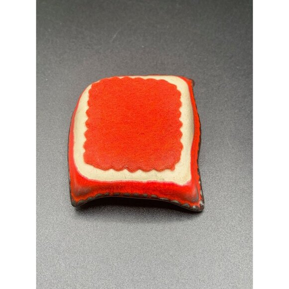 vintage pin cushion red ceramic pillow shaped miniature small pins holder - Picture 2 of 7